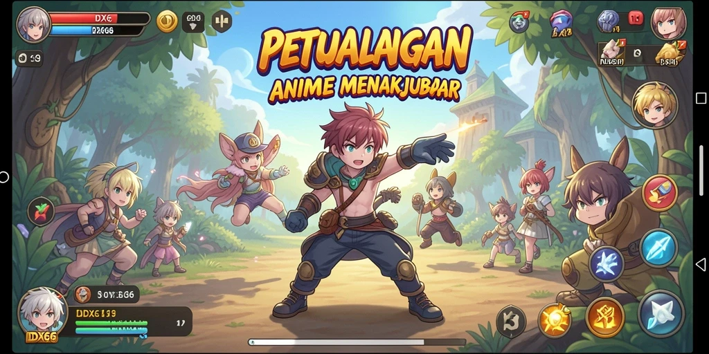 Tampilan gameplay IDX66 yang penuh aksi dan karakter anime yang hidup.