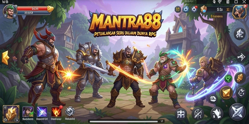 Tampilan gameplay menarik dari <strong>MANTRA88</strong> dengan grafik memukau dan karakter berwarna.