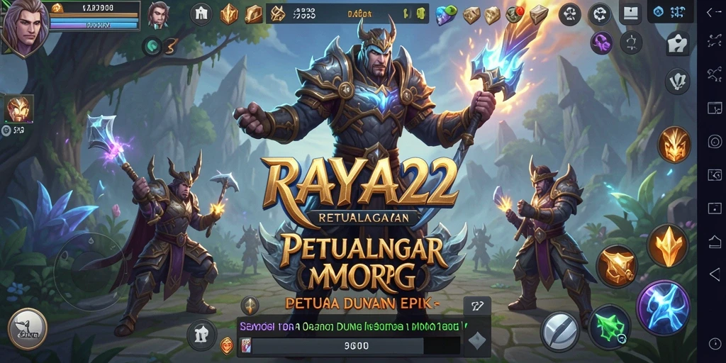 Tangkapan layar RAYA22 menunjukkan aksi seru dalam pertempuran MMORPG.