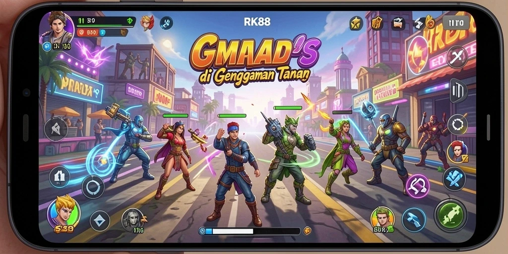 Menampilkan gameplay seru dan dinamis dari RK88 yang menantang.