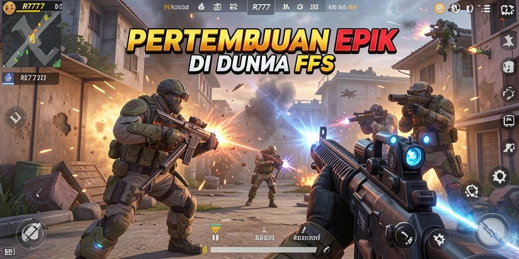 Screenshot gameplay RR777 menampilkan aksi menegangkan dalam pertempuran FPS.