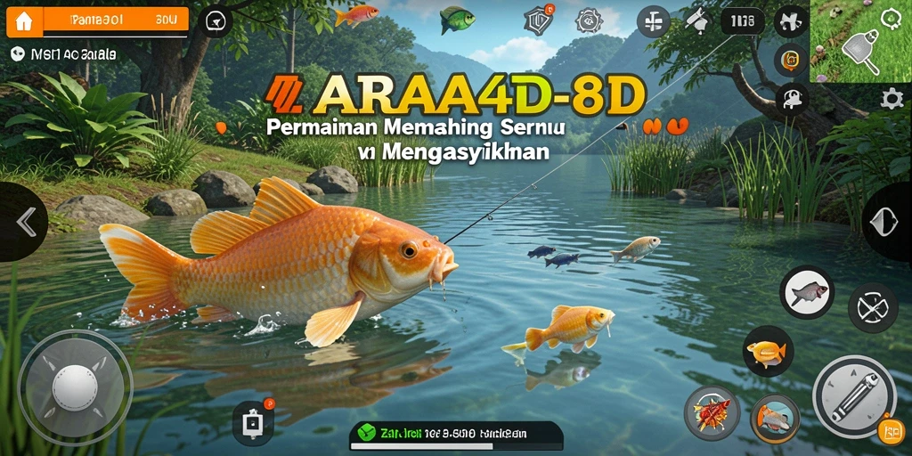 Screenshot gameplay ZARA4D saat menangkap ikan di lautan.